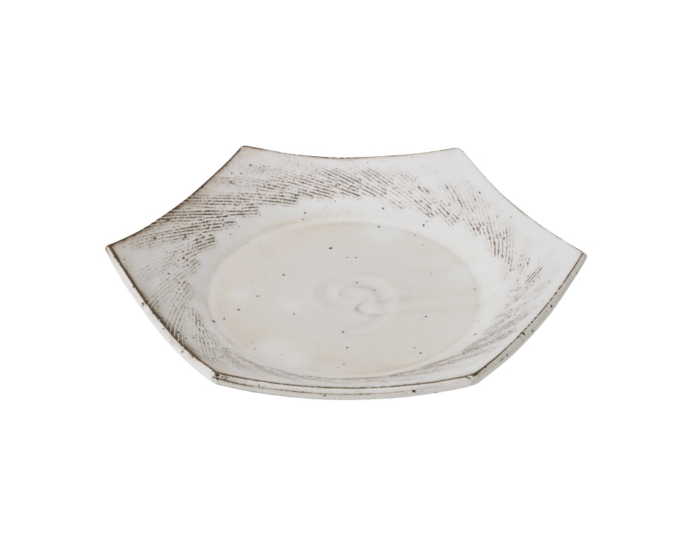 丸モ高木陶器 白月粉引櫛目六角皿（小） 4A134-04 1個（ご注文単位1個）【直送品】