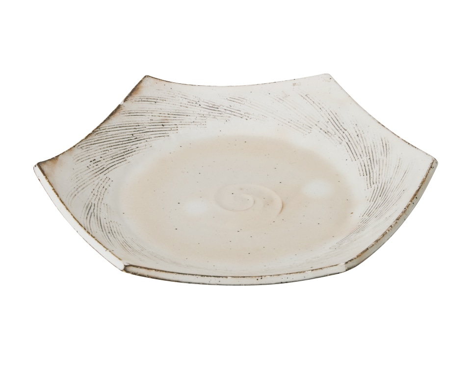 丸モ高木陶器 白月粉引櫛目六角皿（大） 4A134-05 1個（ご注文単位1個）【直送品】