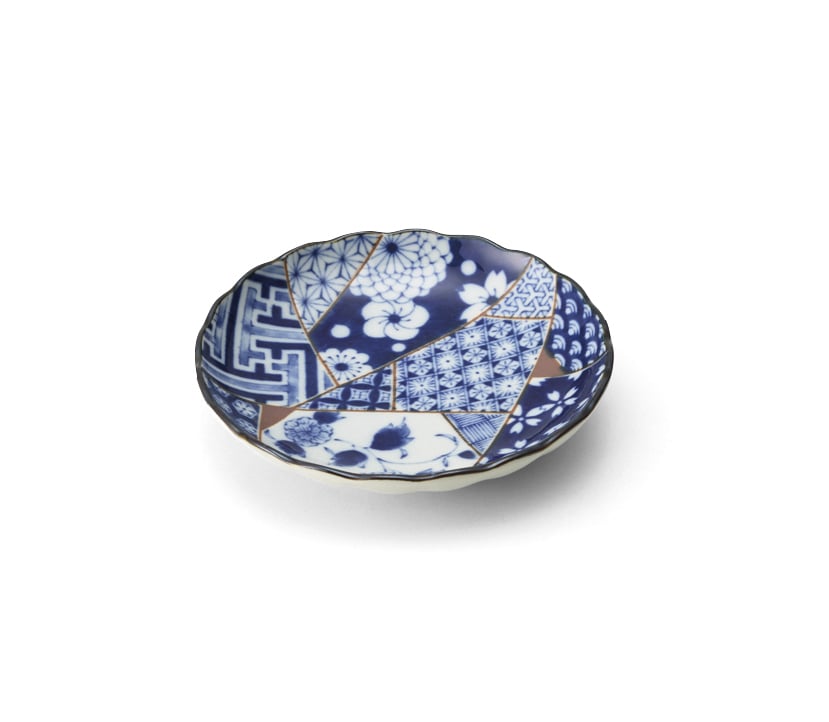 丸モ高木陶器 藍友禅菊型35皿 4A138-03 1個（ご注文単位1個）【直送品】