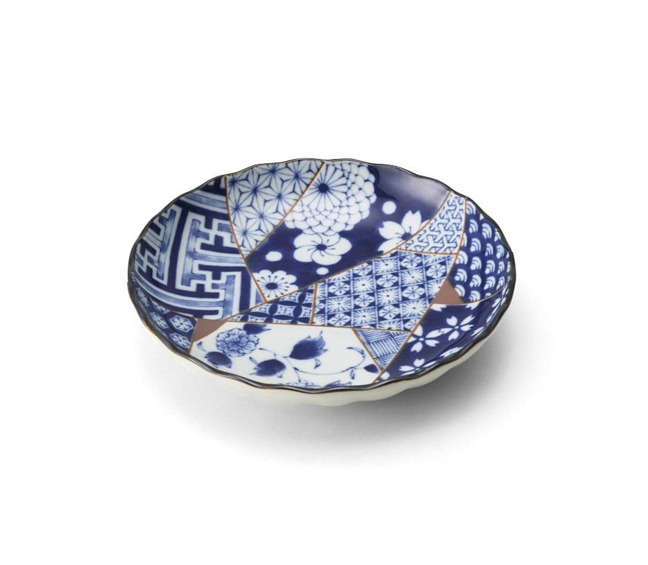 丸モ高木陶器 藍友禅菊型50皿 4A138-04 1個（ご注文単位1個）【直送品】