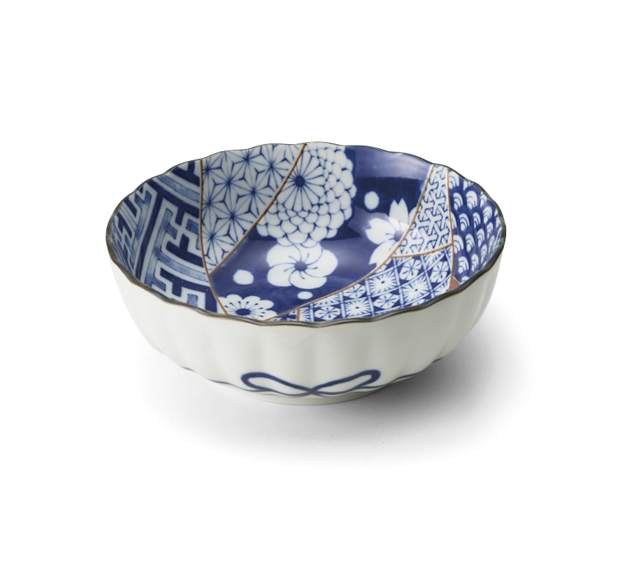 丸モ高木陶器 藍友禅菊型55鉢 4A138-09 1個（ご注文単位1個）【直送品】