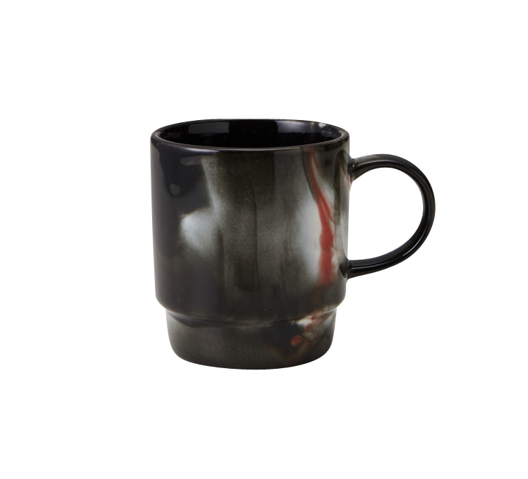 丸モ高木陶器 マーブル黒スタッキングマグ 4A140-10 1個（ご注文単位1個）【直送品】
