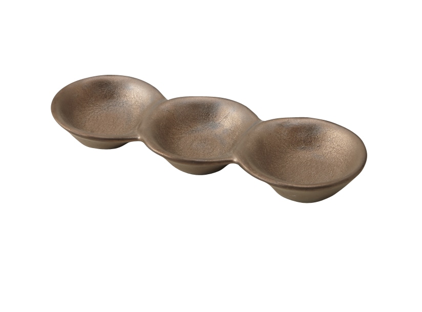 丸モ高木陶器 桃奈三品薬味ゴールド 4A146-11 1個（ご注文単位1個）【直送品】