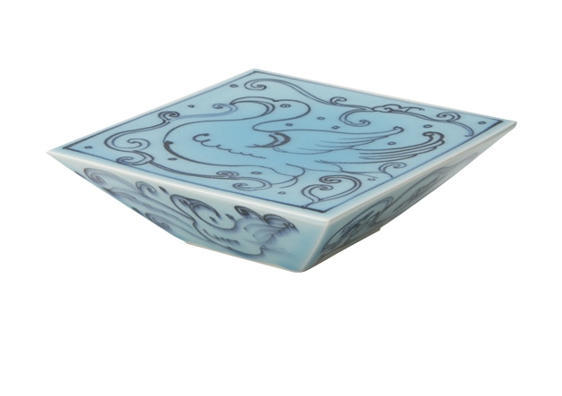 丸モ高木陶器 財富花鳥角スクエア 4A150-01 1個(ご注文単位1個)【直送品】