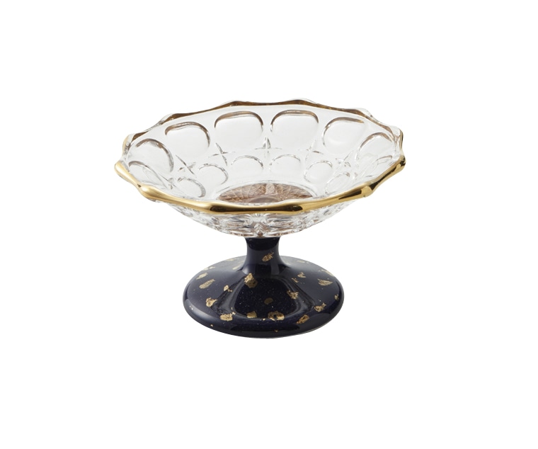 丸モ高木陶器 財富ルリガラス高台小鉢 4A150-14 1個(ご注文単位1個)【直送品】