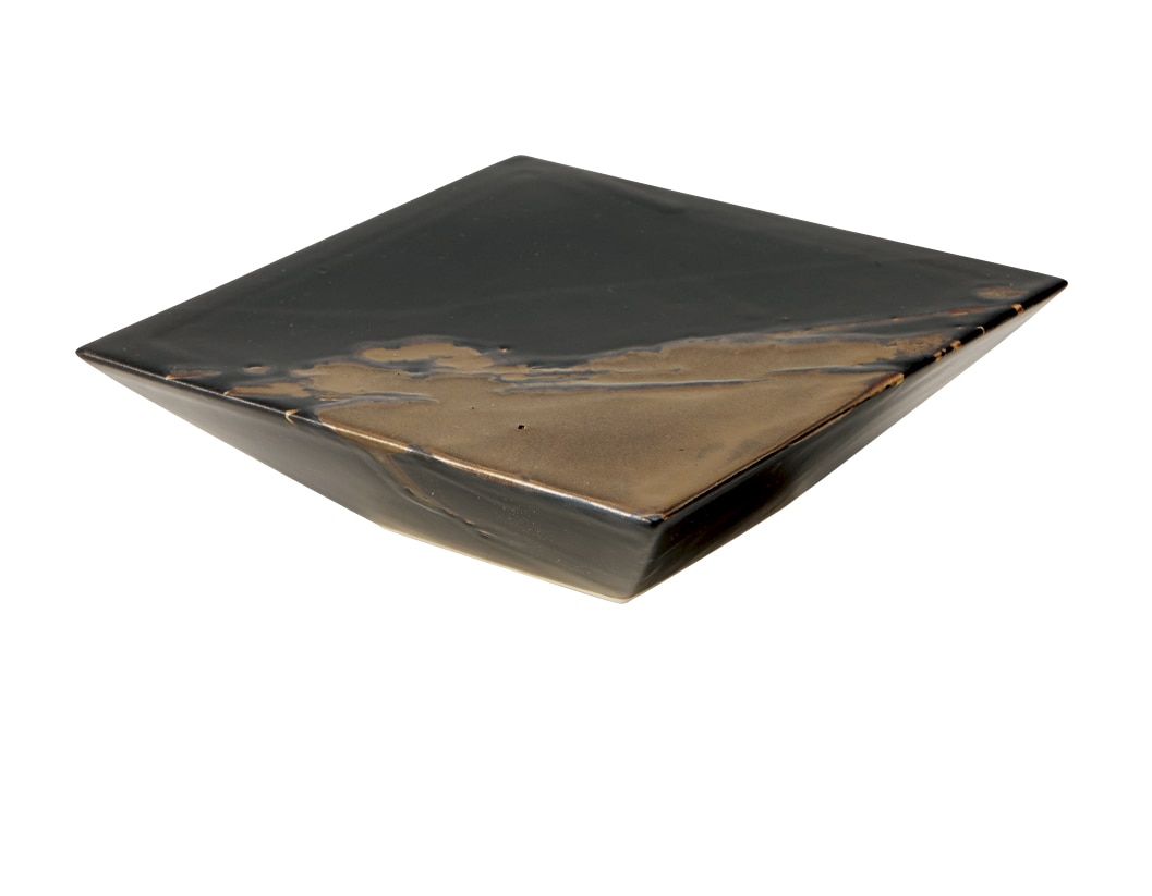 丸モ高木陶器 財富黒織部金角高台スクエアー 4A151-01 1個（ご注文単位1個）【直送品】