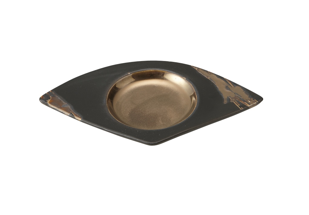 丸モ高木陶器 財富黒織部金扇皿 4A151-02 1個（ご注文単位1個）【直送品】