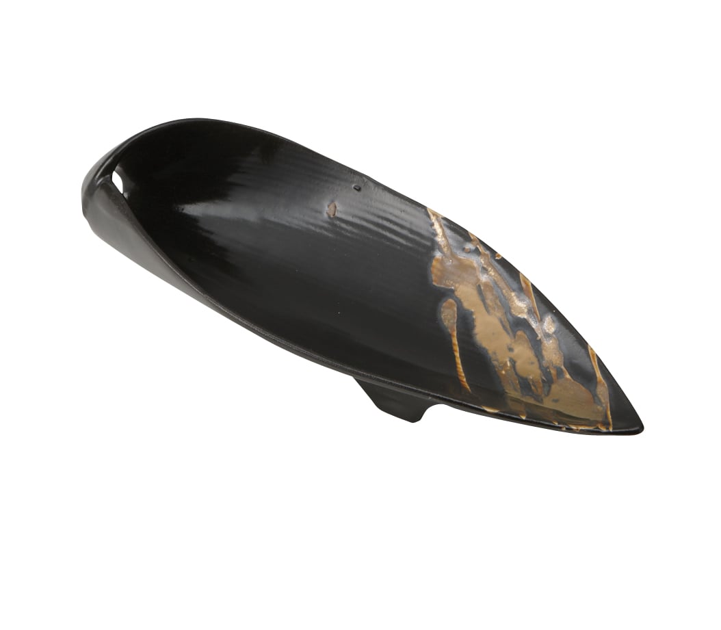 丸モ高木陶器 財富黒織部金笹型 4A151-03 1個（ご注文単位1個）【直送品】