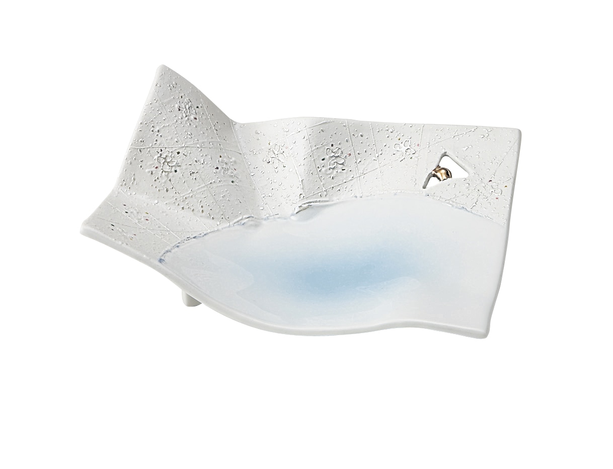 丸モ高木陶器 財富折り紙ブルーラスター長皿 4A151-11 1個（ご注文単位1個）【直送品】