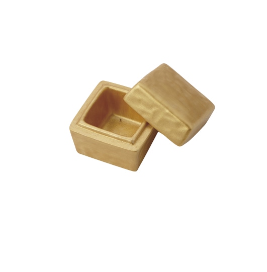 丸モ高木陶器 宝石ゴールド内外彩角蓋物 4A153-05 1個（ご注文単位1個）【直送品】