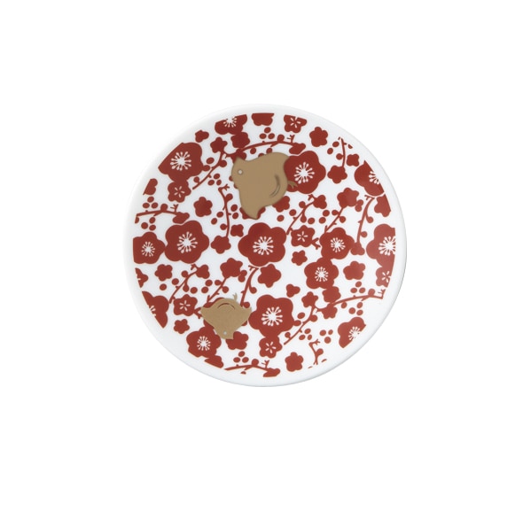 丸モ高木陶器 朱金豆皿梅と千鳥 4A172-04 1個(ご注文単位1個)【直送品】