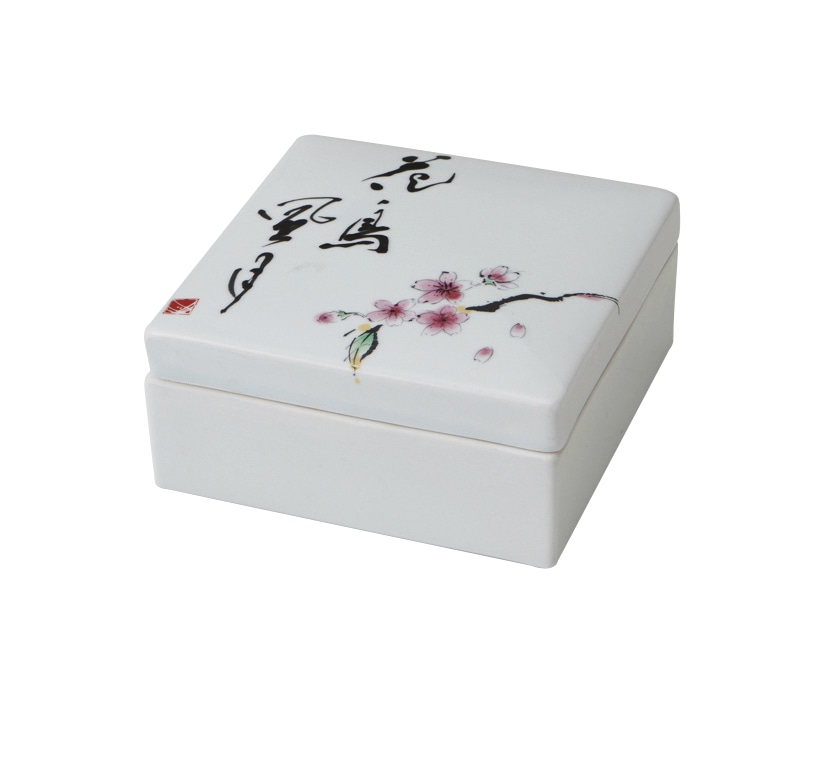 丸モ高木陶器 イングレ花鳥風月正角蓋物 4A174-10 1個（ご注文単位1個）【直送品】