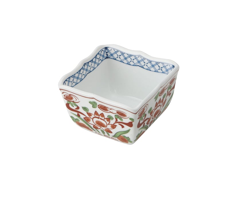 丸モ高木陶器 赤絵角小鉢 4A177-23 1個（ご注文単位1個）【直送品】