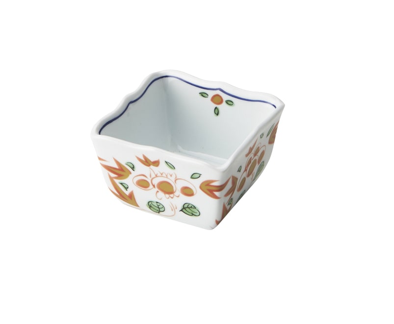 丸モ高木陶器 花絵角小鉢 4A177-24 1個（ご注文単位1個）【直送品】