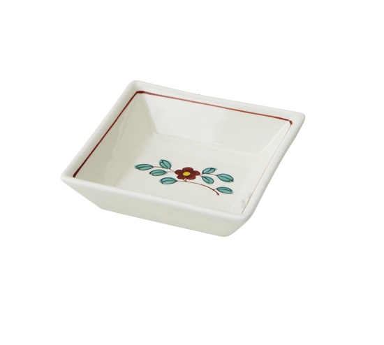 丸モ高木陶器 イングレ一ツ花クリーム角小付 4A177-27 1個（ご注文単位1個）【直送品】