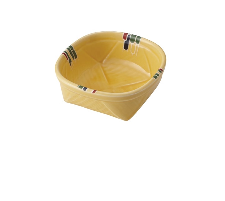 丸モ高木陶器 イングレ黄釉三彩角小付 4A177-31 1個（ご注文単位1個）【直送品】