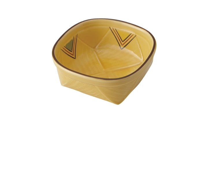丸モ高木陶器 イングレ黄釉菱紋角小付 4A177-32 1個（ご注文単位1個）【直送品】