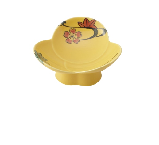 丸モ高木陶器 イングレ黄釉流水三ツ葉小付 4A177-41 1個（ご注文単位1個）【直送品】