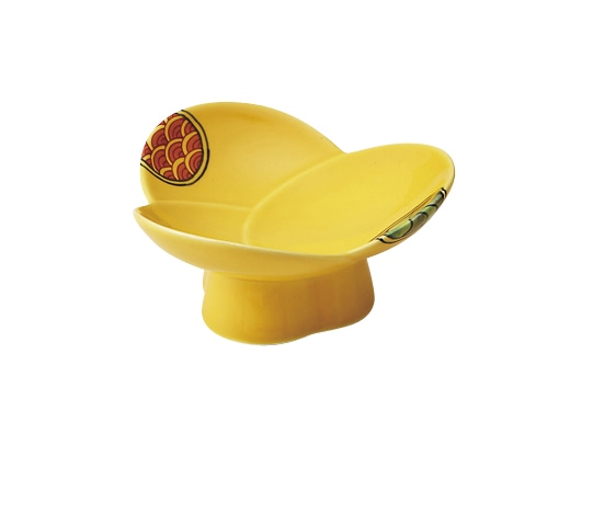 丸モ高木陶器 イングレ黄釉丸紋三ツ葉小付 4A177-42 1個（ご注文単位1個）【直送品】