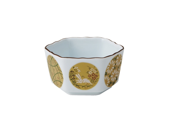 丸モ高木陶器 金彩丸紋六角小鉢 4A178-27 1個（ご注文単位1個）【直送品】