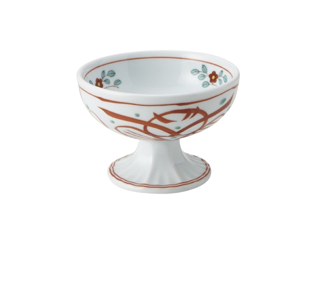 丸モ高木陶器 イングレ赤絵高台小鉢 4A178-40 1個（ご注文単位1個）【直送品】