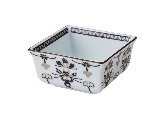 丸モ高木陶器 銀彩結び紋反角小鉢 4A179-01 1個(ご注文単位1個)【直送品】