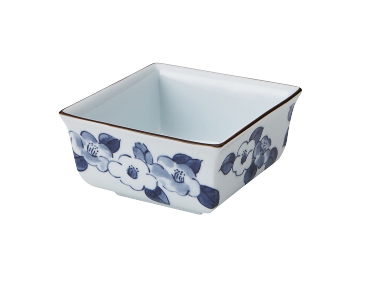 丸モ高木陶器 イングレ椿絵反角小鉢 4A179-03 1個(ご注文単位1個)【直送品】