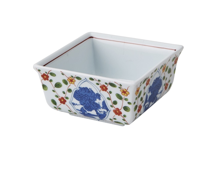 丸モ高木陶器 赤入山水反角小鉢 4A179-04 1個(ご注文単位1個)【直送品】