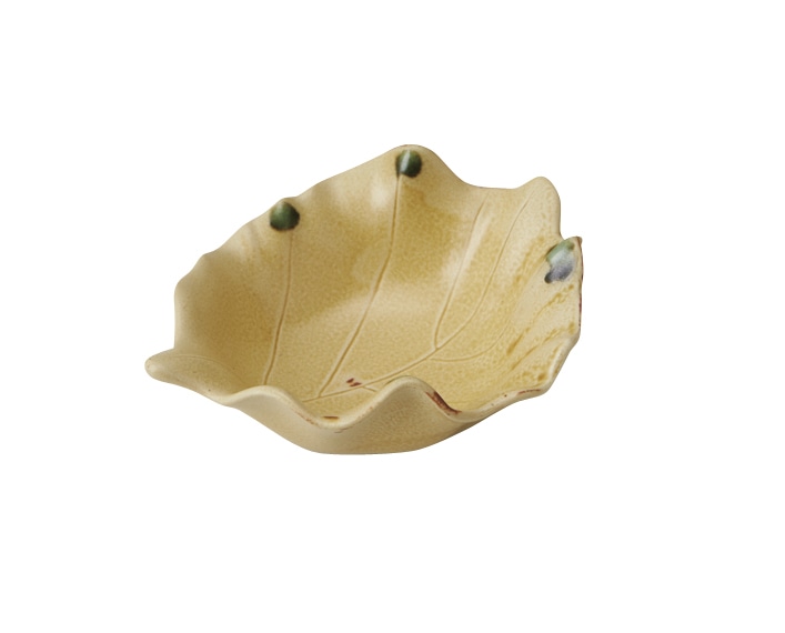 丸モ高木陶器 黄瀬戸葉型小付 4A179-22 1個（ご注文単位1個）【直送品】