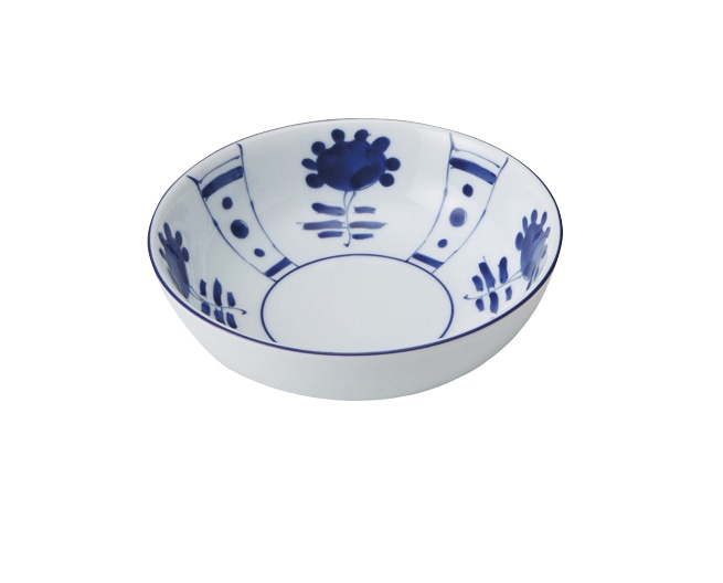 丸モ高木陶器 イングレ染付草花丸取鉢 4A181-14 1個（ご注文単位1個）【直送品】