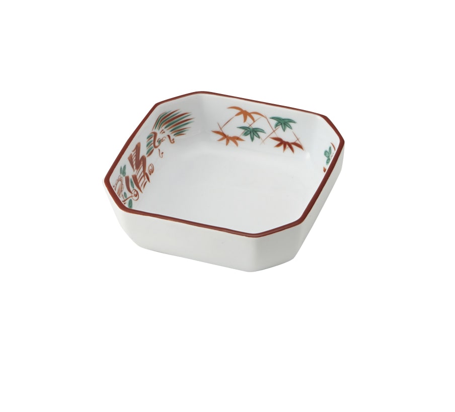 丸モ高木陶器 赤絵花鳥入角鉢 4A181-27 1個(ご注文単位1個)【直送品】