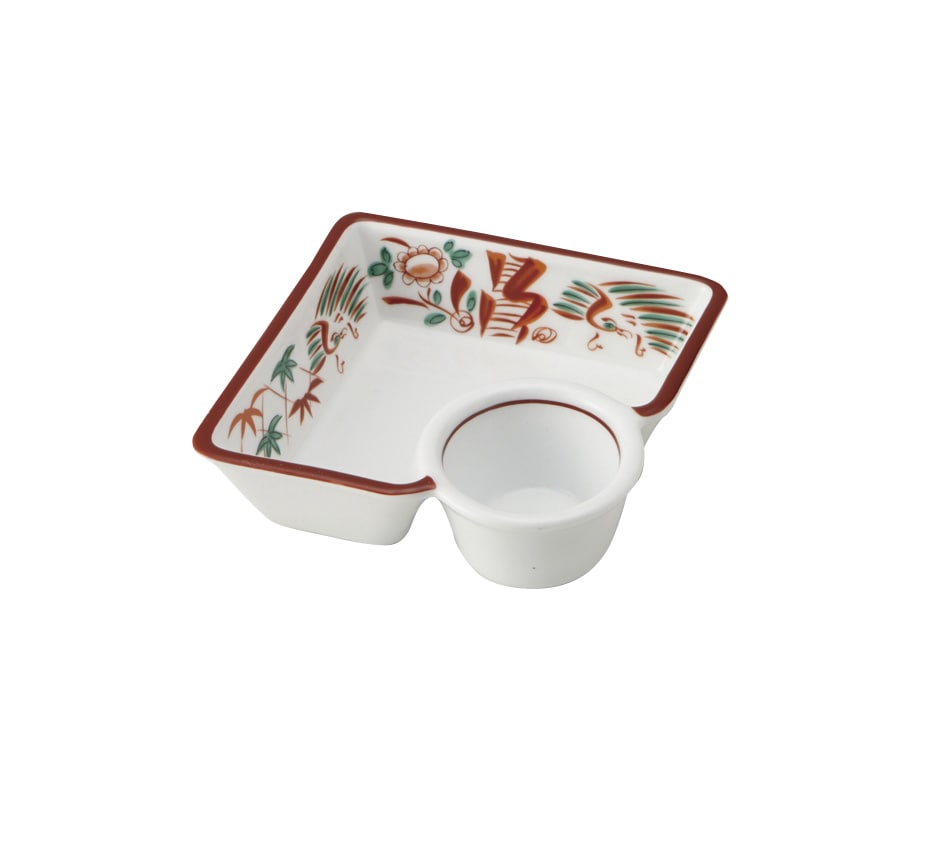 丸モ高木陶器 赤絵花鳥仕切鉢 4A182-07 1個(ご注文単位1個)【直送品】