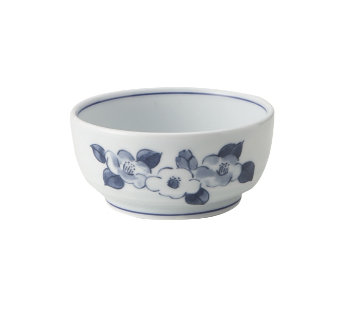 丸モ高木陶器 イングレ染付椿小鉢 4A187-02 1個(ご注文単位1個)【直送品】