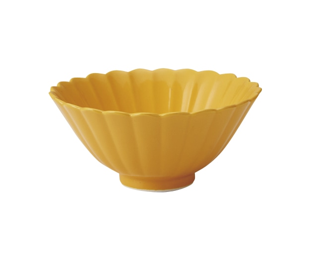 丸モ高木陶器 黄釉菊型深小鉢 4A187-16 1個(ご注文単位1個)【直送品】