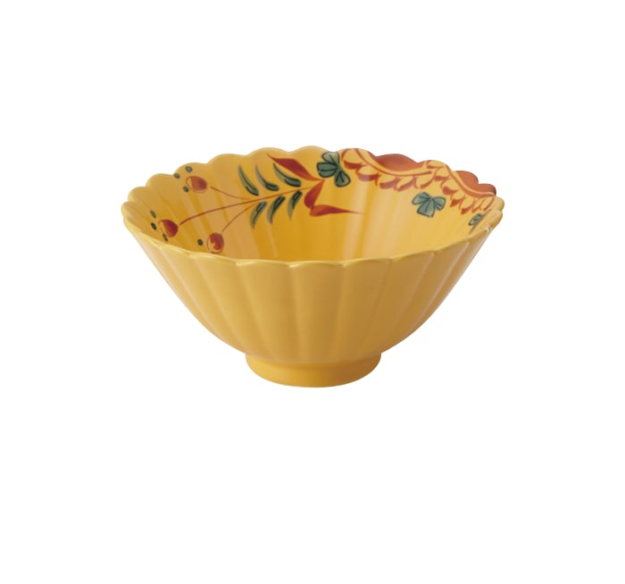 丸モ高木陶器 イングレ黄釉草花菊型深小鉢 4A187-17 1個(ご注文単位1個)【直送品】
