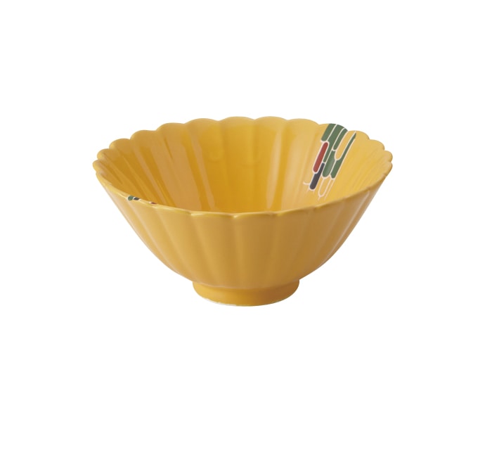 丸モ高木陶器 イングレ黄釉三彩菊型深小鉢 4A187-18 1個(ご注文単位1個)【直送品】