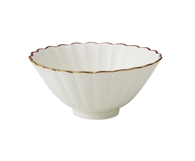 丸モ高木陶器 渕朱金菊型深小鉢 5A185-19 1個（ご注文単位1個）【直送品】