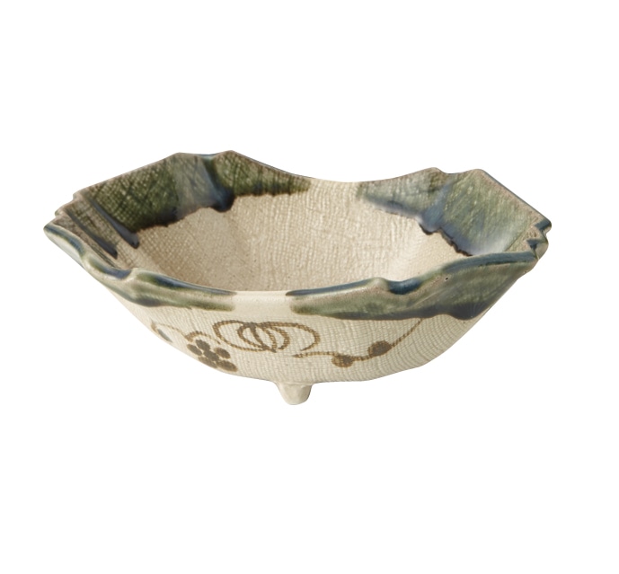 丸モ高木陶器 絵織部舟型鉢 4A187-29 1個（ご注文単位1個）【直送品】