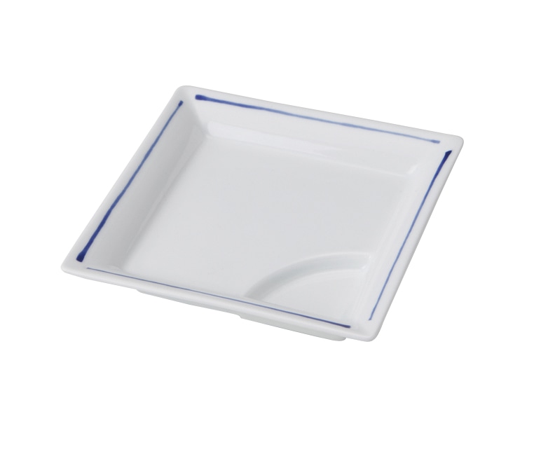 丸モ高木陶器 イングレ渕呉須筋仕切付角皿 4A188-02 1個（ご注文単位1個）【直送品】