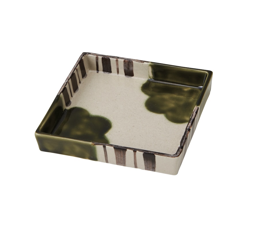 丸モ高木陶器 渕織部正角皿 4A188-05 1個（ご注文単位1個）【直送品】