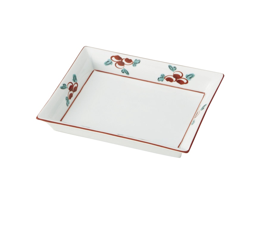 丸モ高木陶器 イングレ一ツ花長角皿 4A188-07 1個（ご注文単位1個）【直送品】