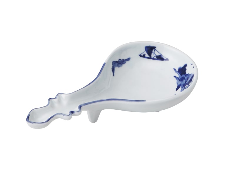 丸モ高木陶器 イングレ染付山水びわ型小鉢 4A188-08 1個（ご注文単位1個）【直送品】