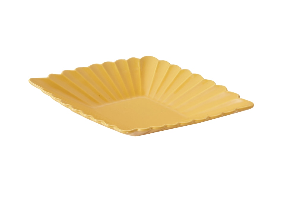丸モ高木陶器 黄釉菊菱型皿 4A188-23 1個（ご注文単位1個）【直送品】