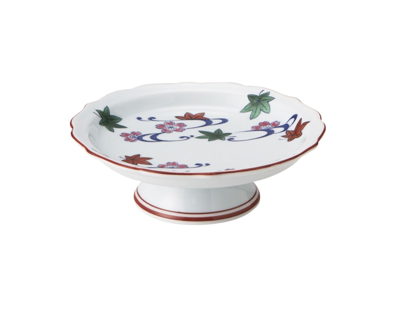 丸モ高木陶器 イングレ流水輪花高台皿 4A189-06 1個（ご注文単位1個）【直送品】