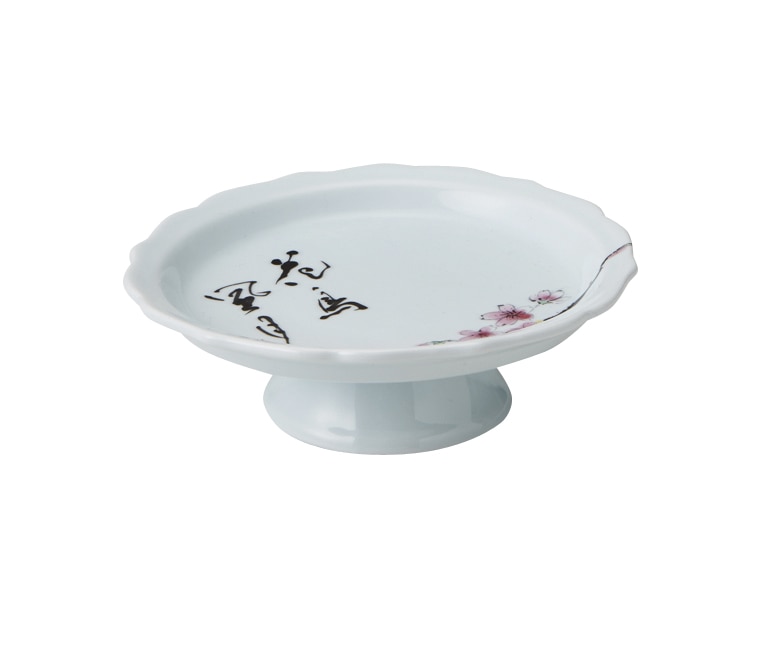 丸モ高木陶器 イングレ花鳥風月輪花高台皿 4A189-08 1個（ご注文単位1個）【直送品】