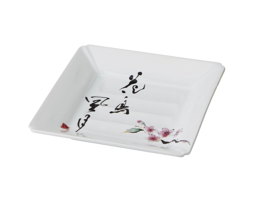 丸モ高木陶器 イングレ花鳥風月四方焼物皿 4A189-18 1個（ご注文単位1個）【直送品】