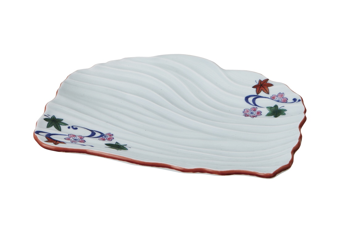 丸モ高木陶器 イングレ流水波彫り焼物皿 4A189-20 1個（ご注文単位1個）【直送品】