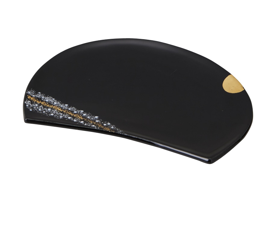 丸モ高木陶器 黒釉花吹雪半月皿 4A189-22 1個（ご注文単位1個）【直送品】