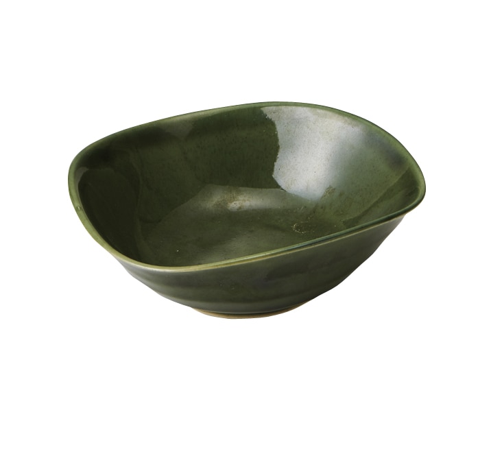 丸モ高木陶器 織部釉三方鉢 4A190-09 1個（ご注文単位1個）【直送品】