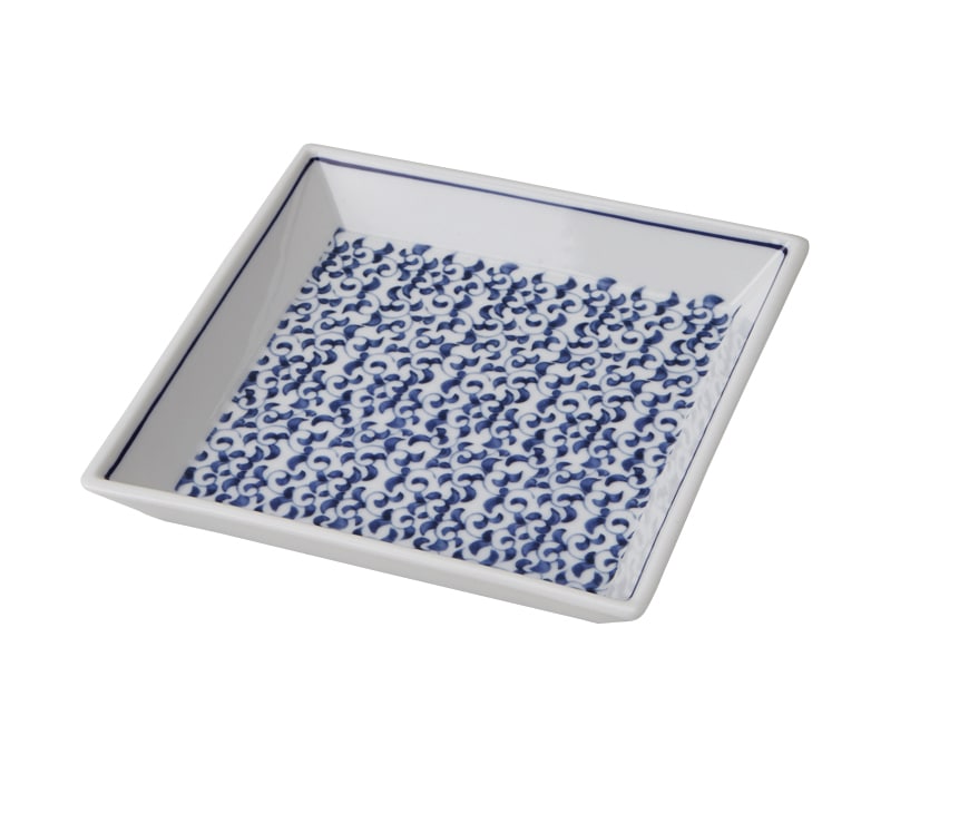 丸モ高木陶器 イングレ染付蛸唐草四方皿 4A190-12 1個（ご注文単位1個）【直送品】